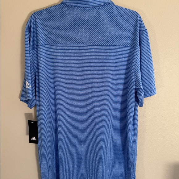 Adidas Blue Striped Polo Shirt Classic Design - Picture 4 of 4